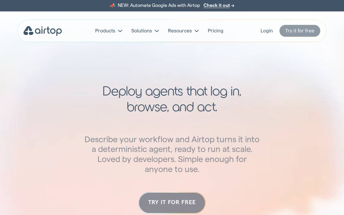 Airtop website preview