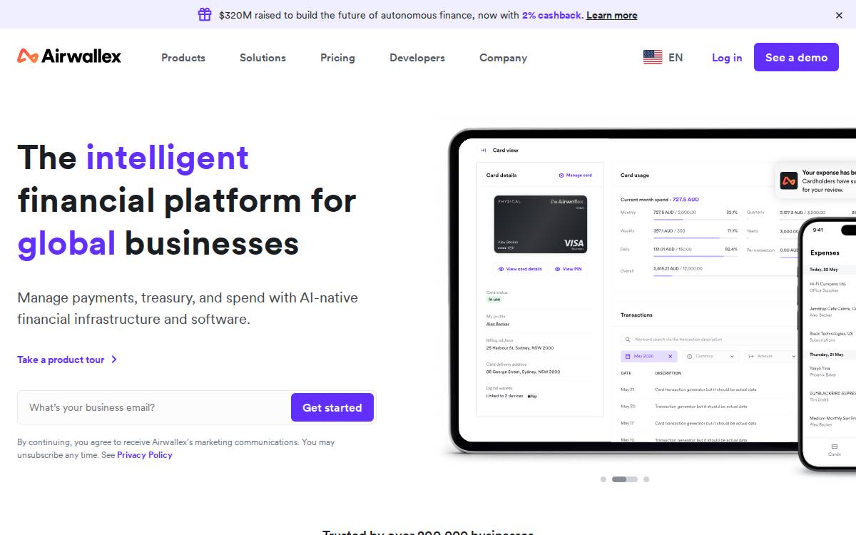 Airwallex website preview