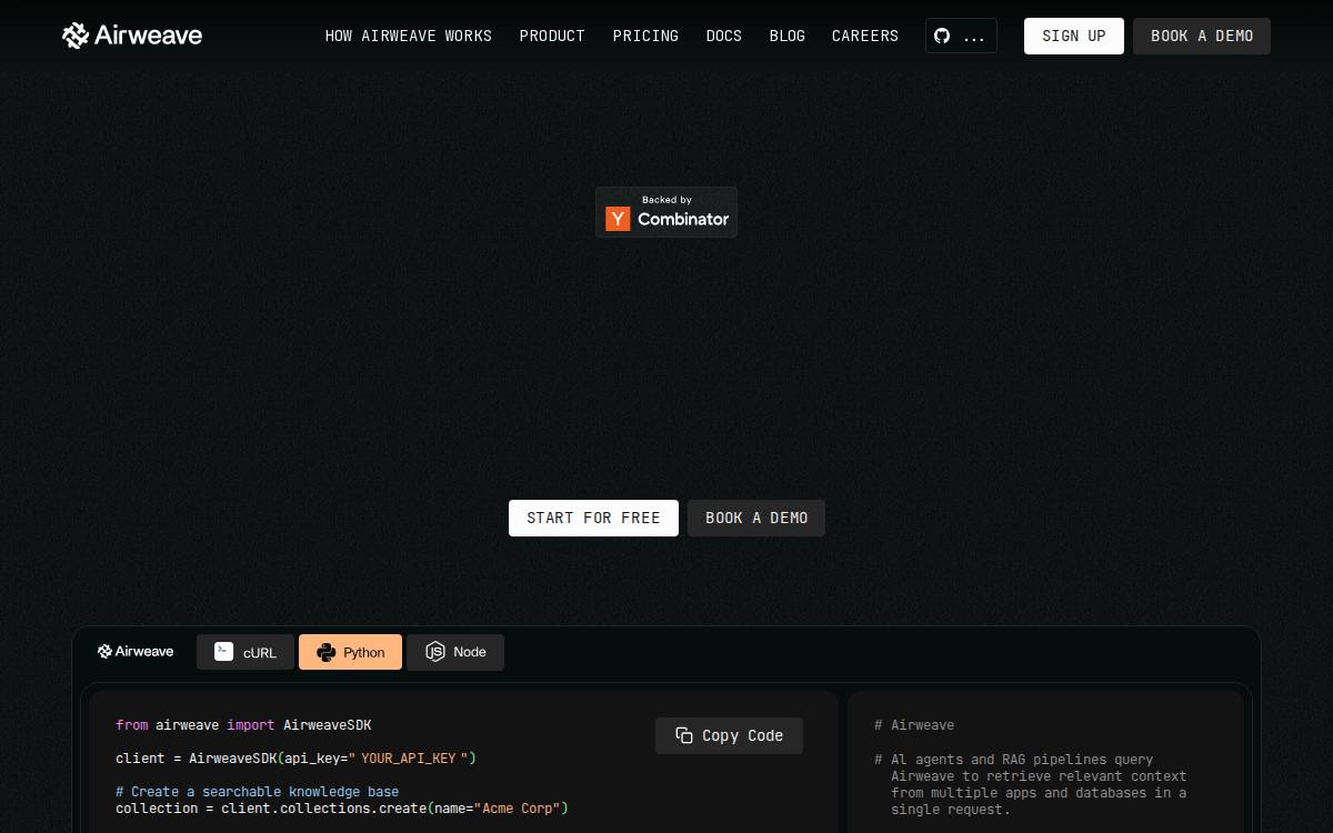 Airweave website preview