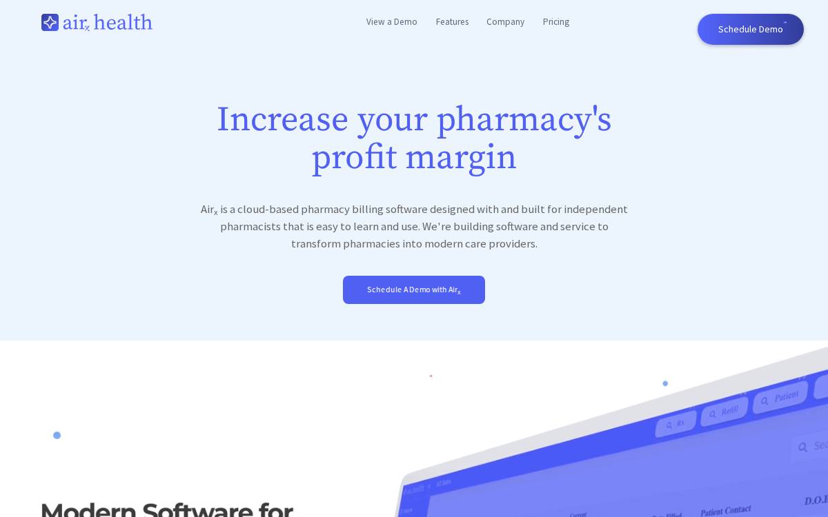 Airx Health Software website preview