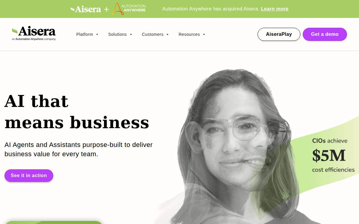 Aisera website preview