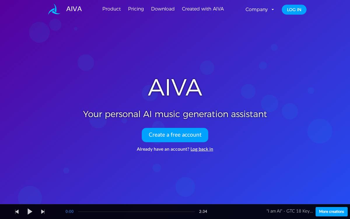 Aiva website preview