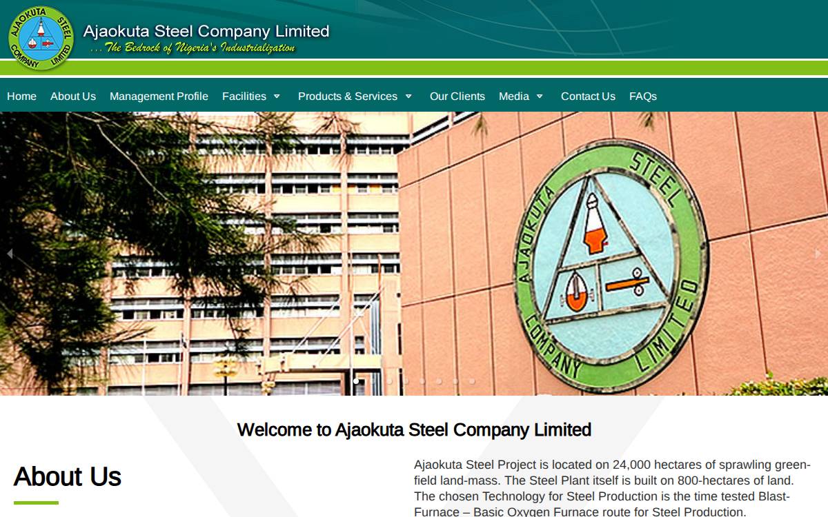 Ajaokuta Steel Company Limited website preview