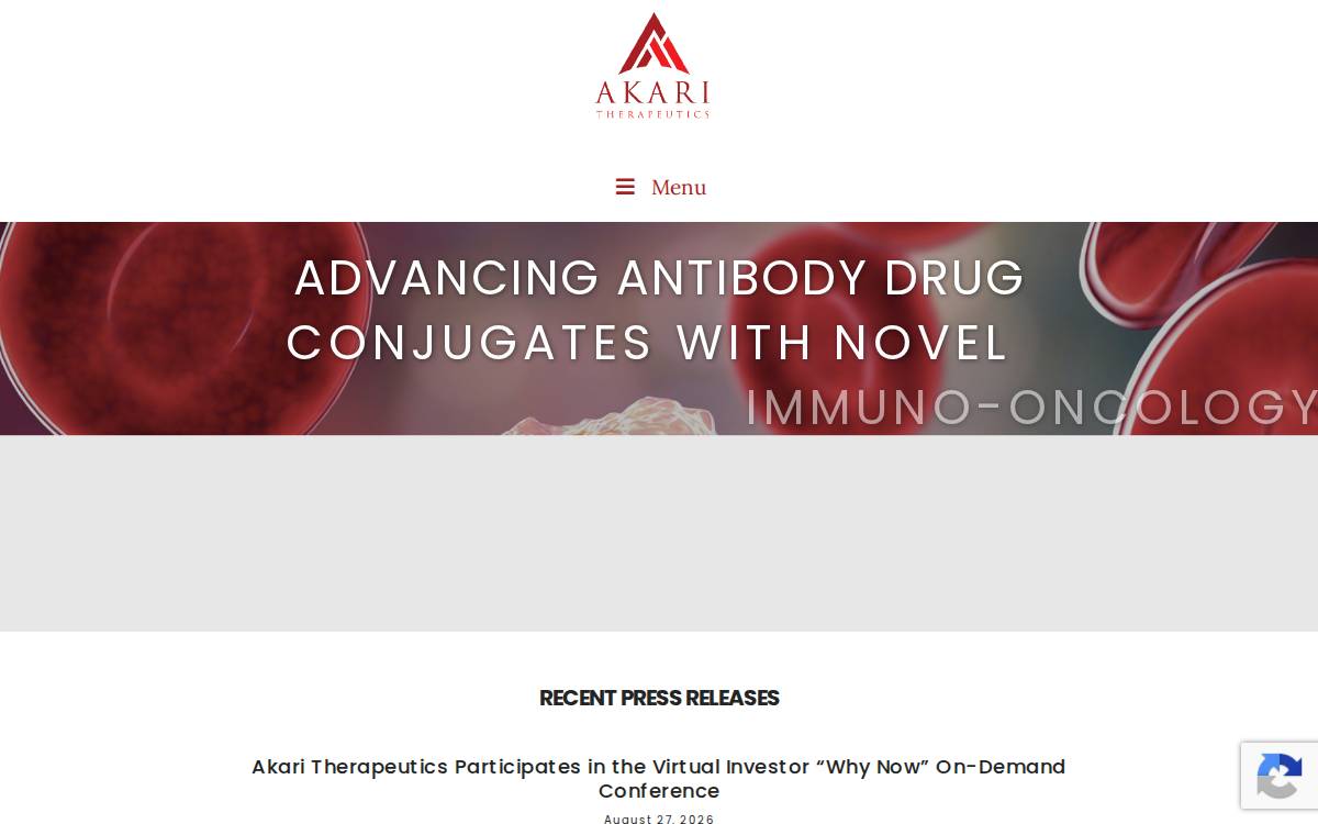 Akari Therapeutics website preview