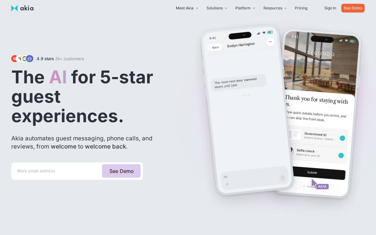 Akia website preview