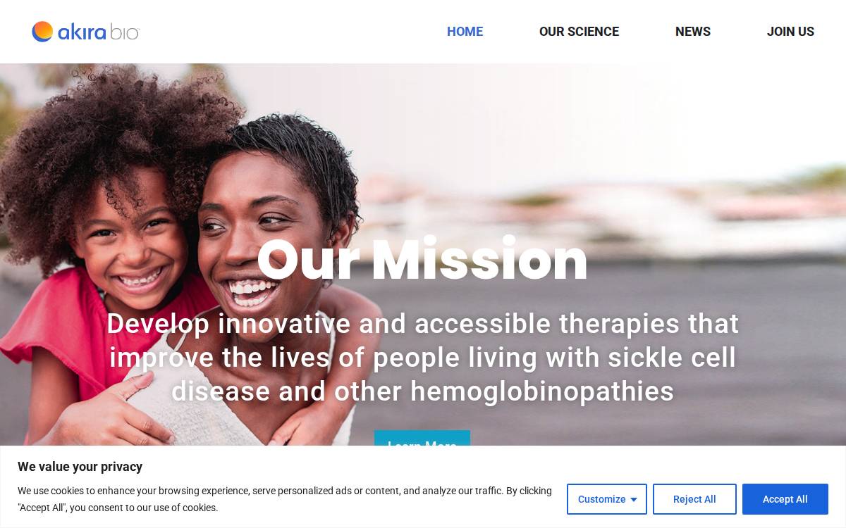 AkiraBio website preview