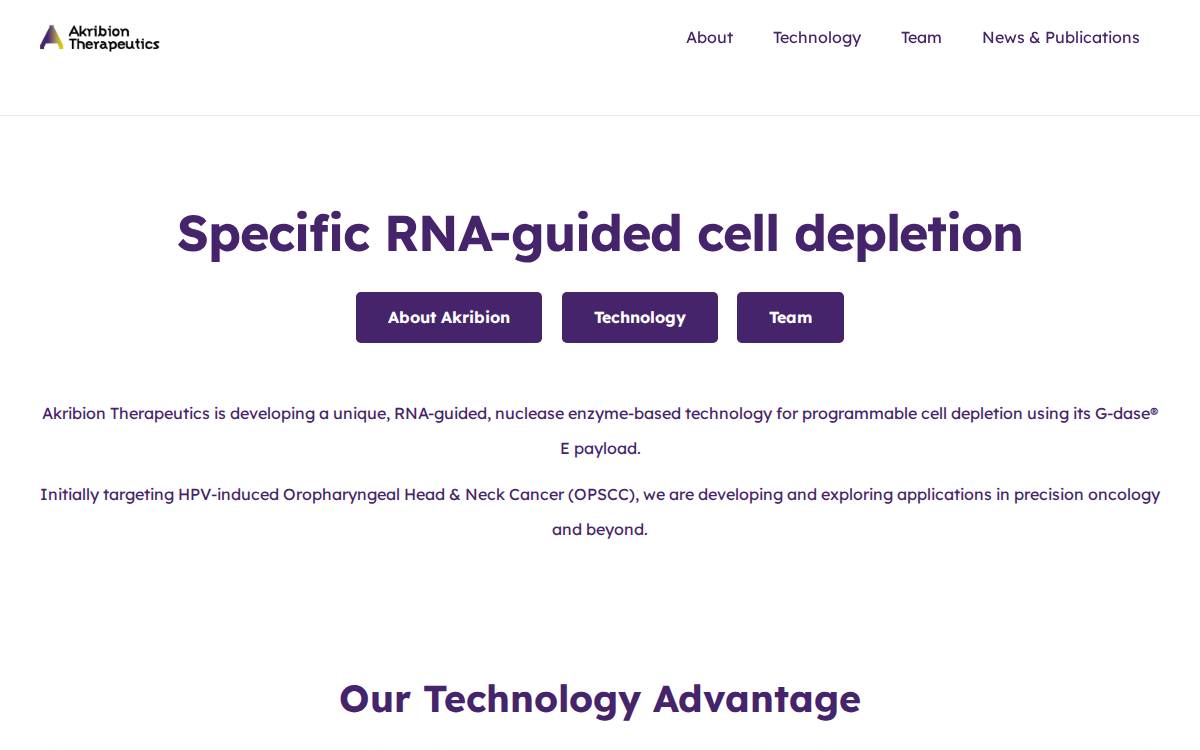 Akribion Therapeutics website preview