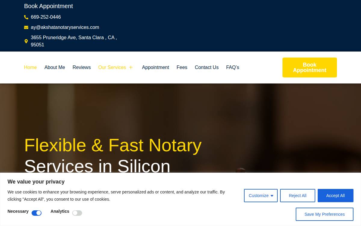 Akshata Notary Services website preview