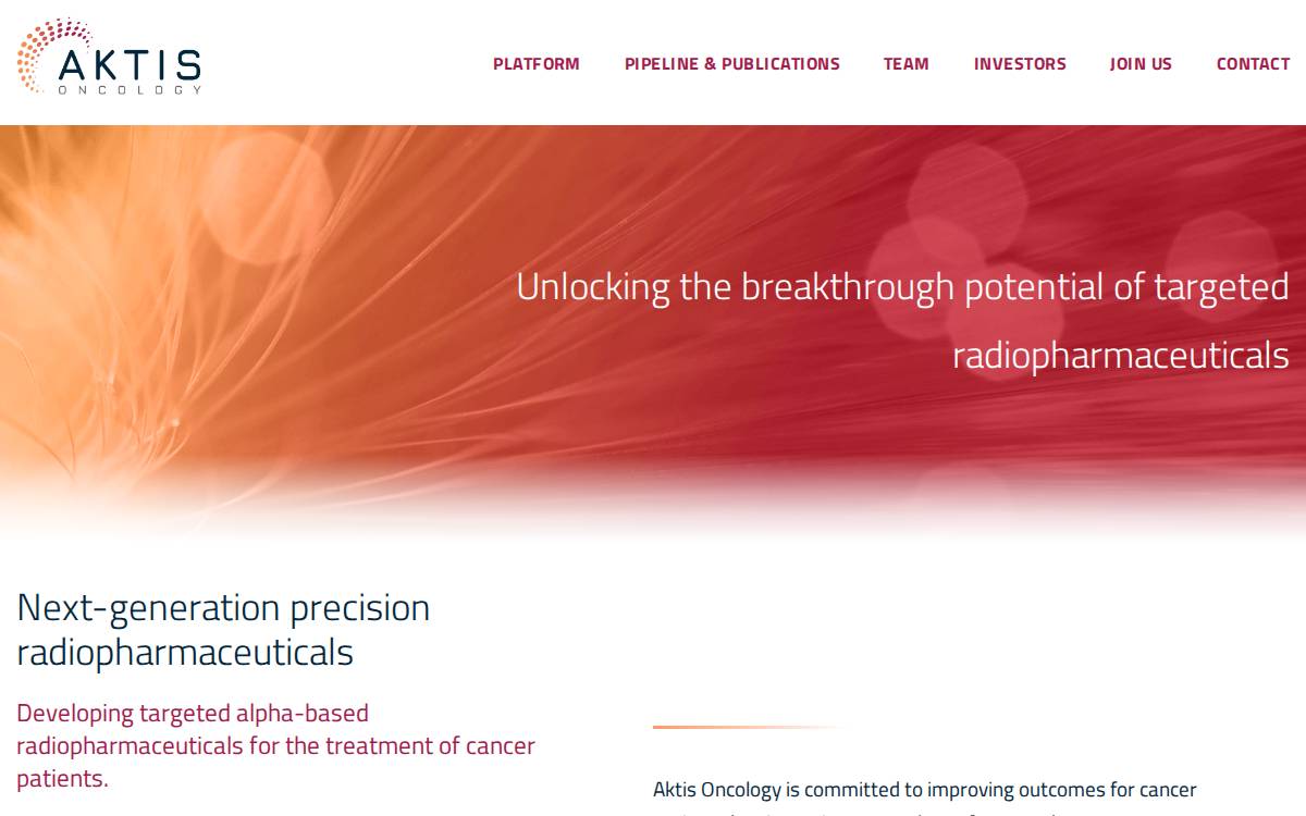 Aktis Oncology website preview