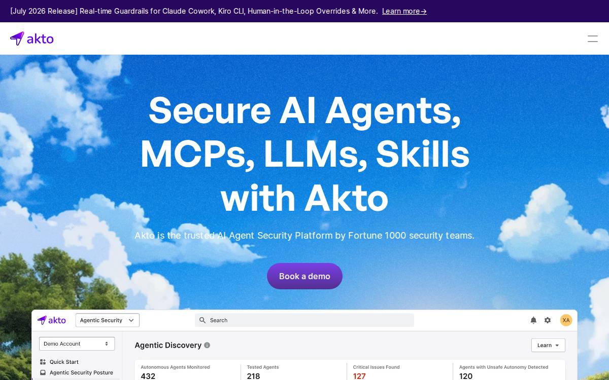 Akto website preview