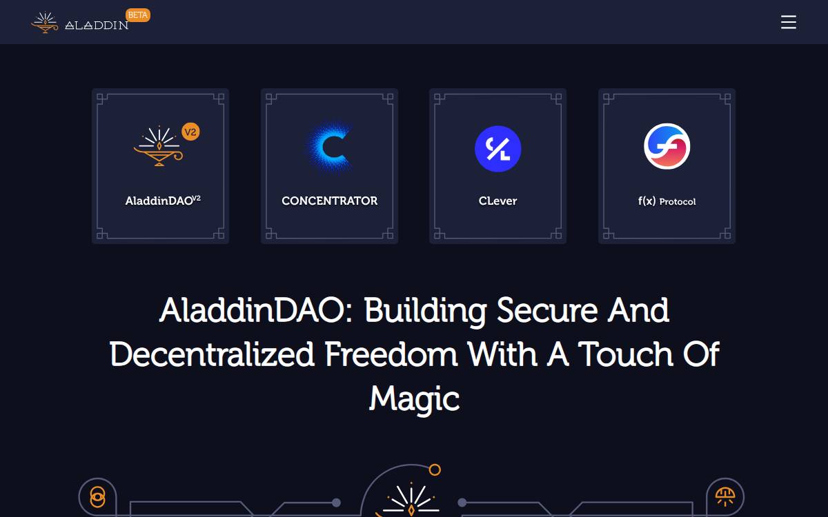 Aladdin DAO website preview