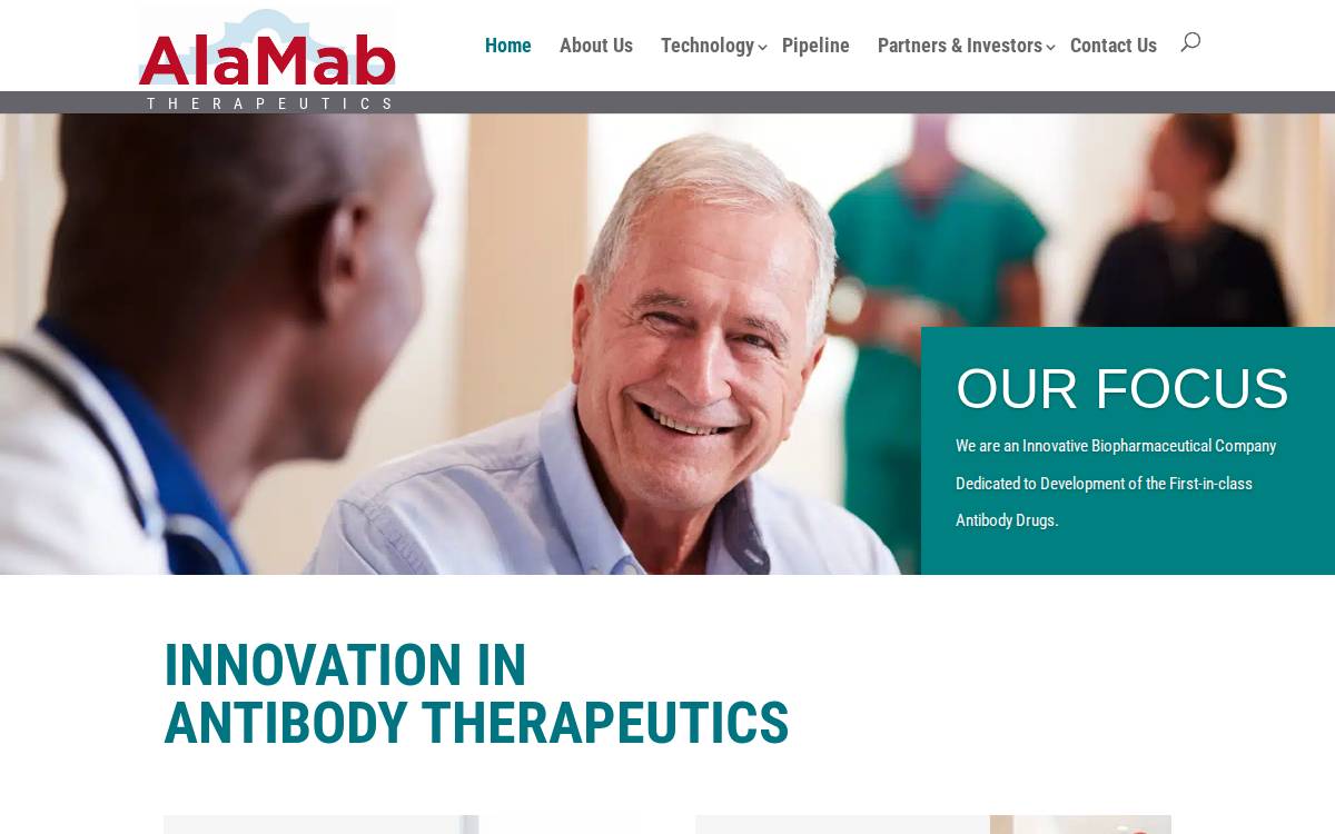 Alamab Therapeutics website preview