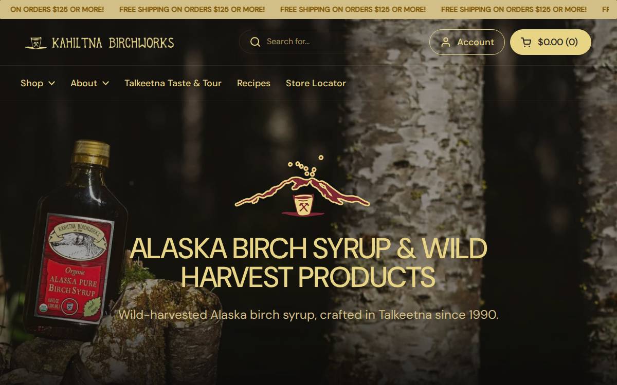 Alaska Wild Harvest, a Hammers Family Birch Company website preview