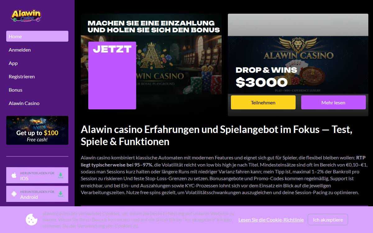 alawin casino website preview