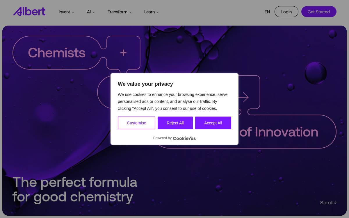 Albert Invent website preview