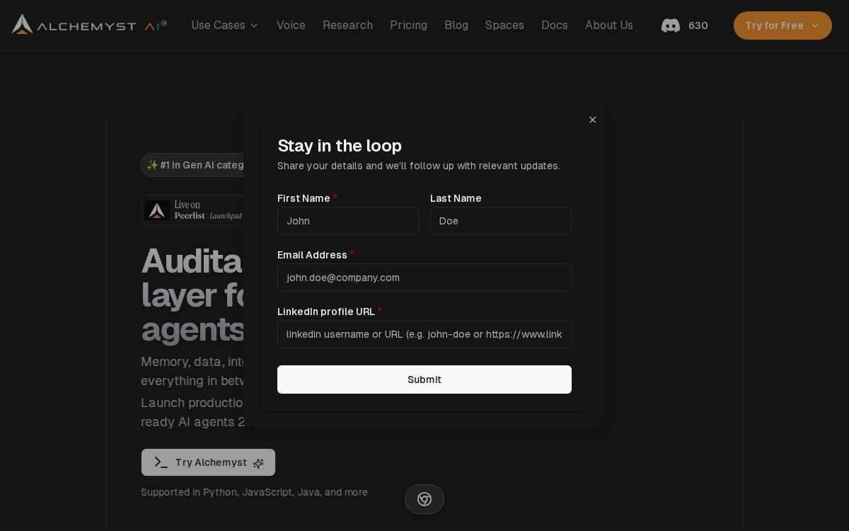 Alchemyst AI website preview