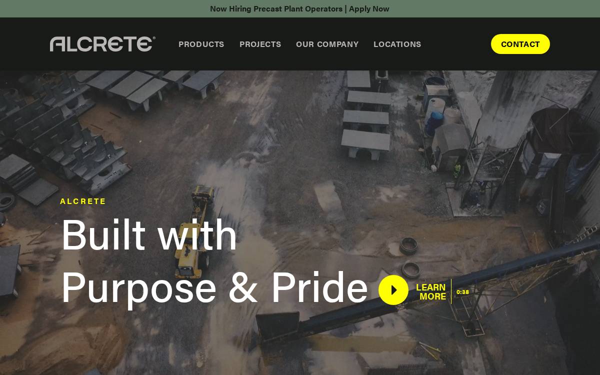 Alcrete website preview