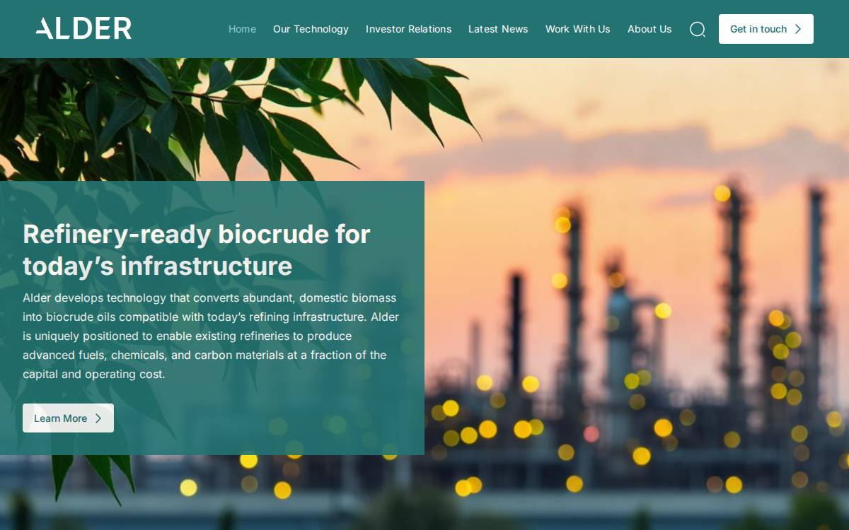 Alder Renewables website preview