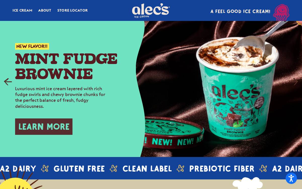 Alec's Ice Cream website preview