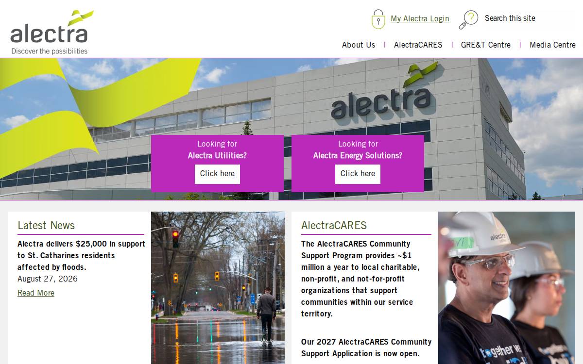Alectra website preview