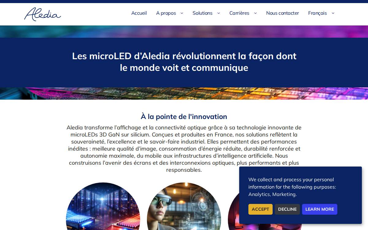 Aledia website preview