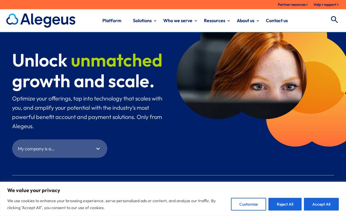 Alegeus website preview