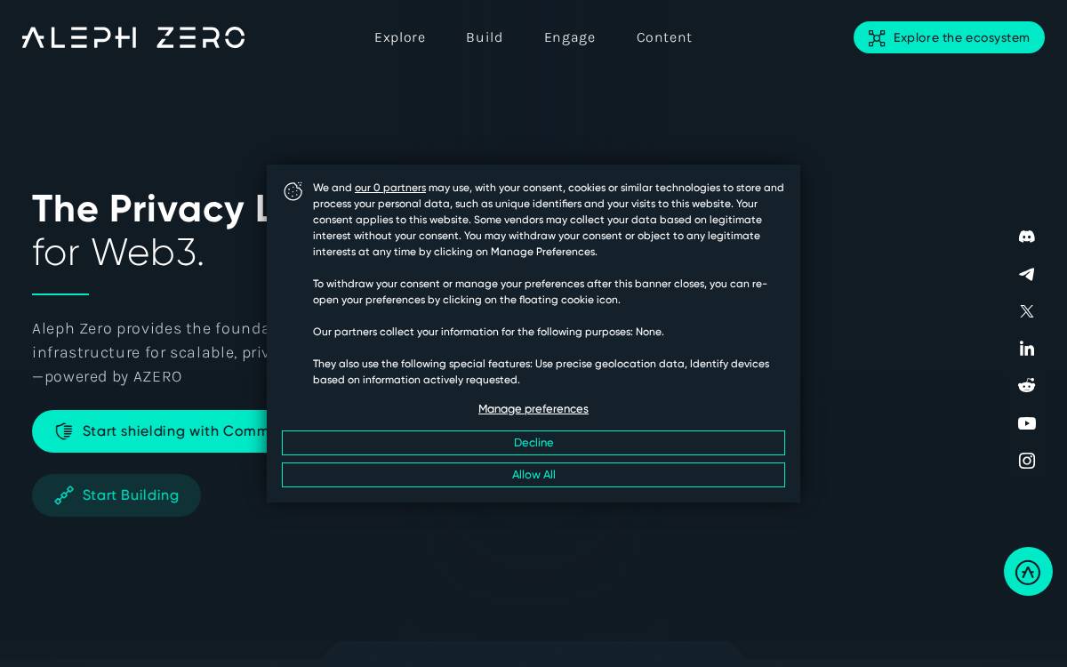 Aleph Zero website preview