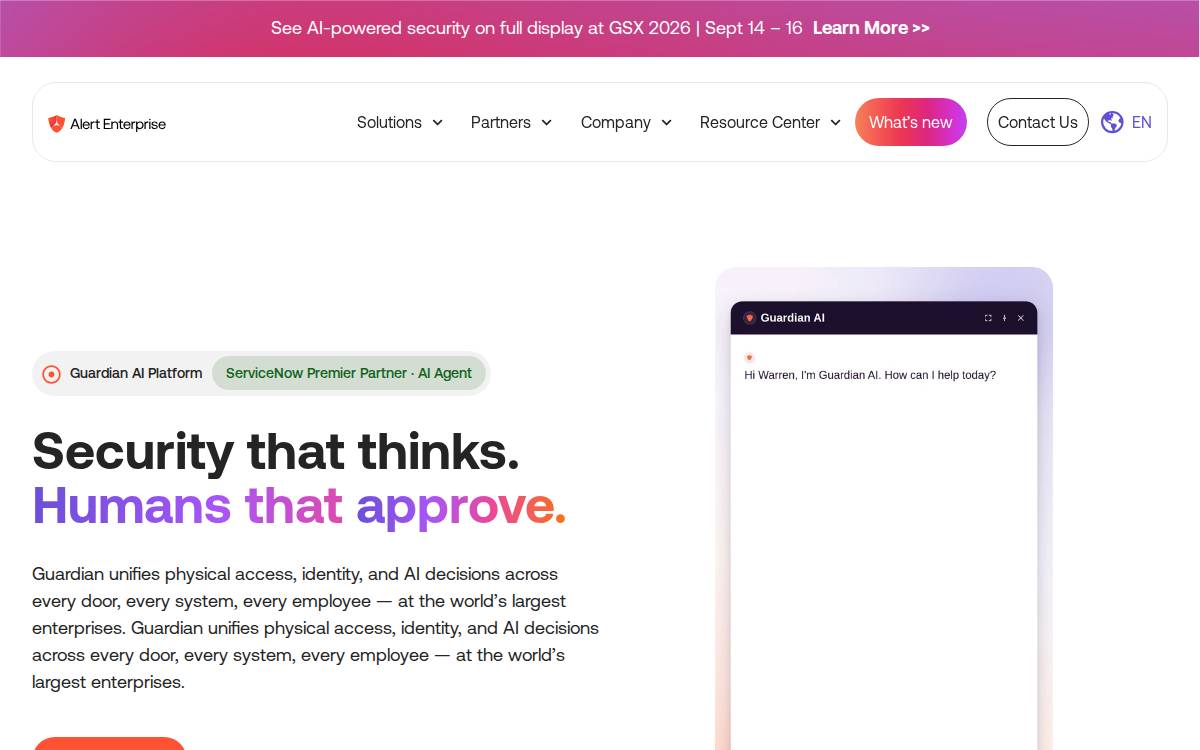AlertEnterprise website preview