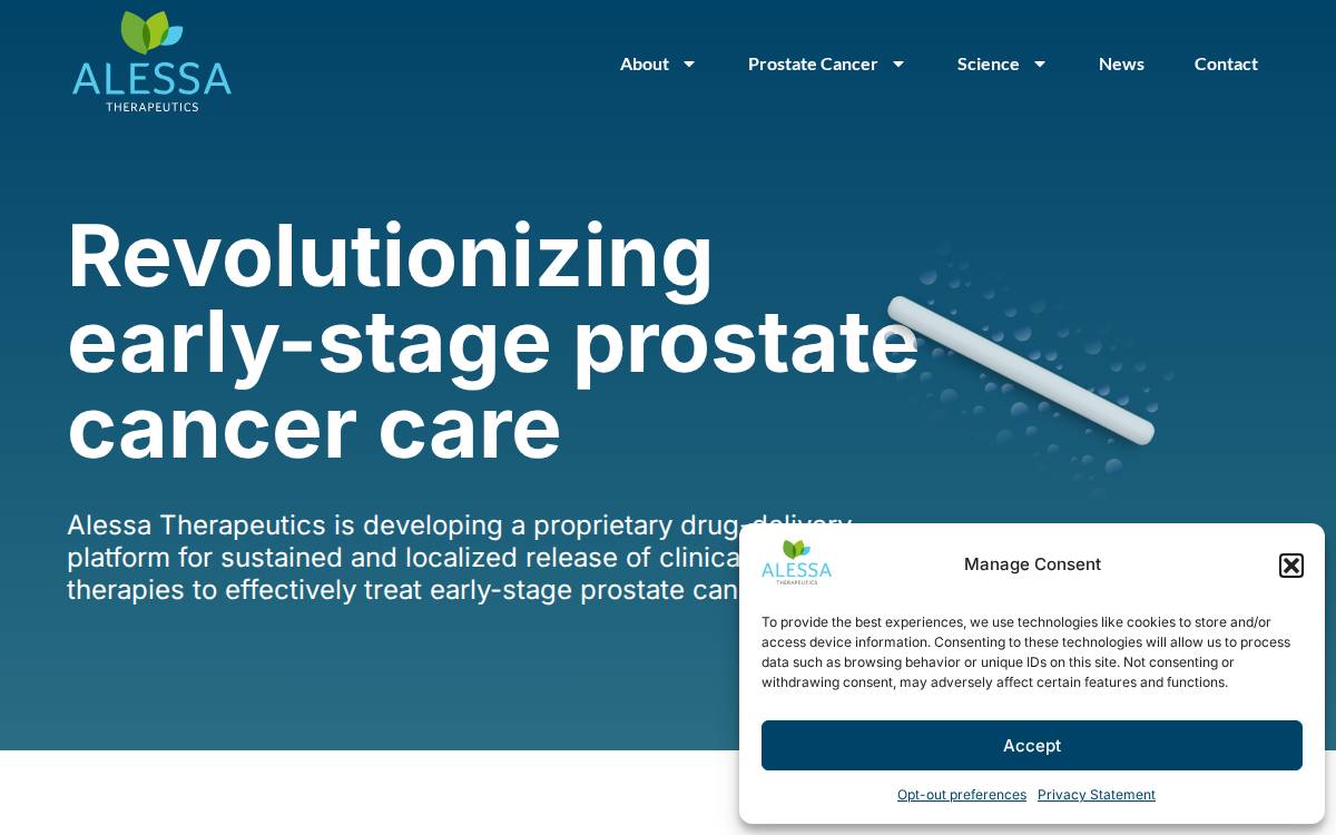 Alessa Therapeutics website preview