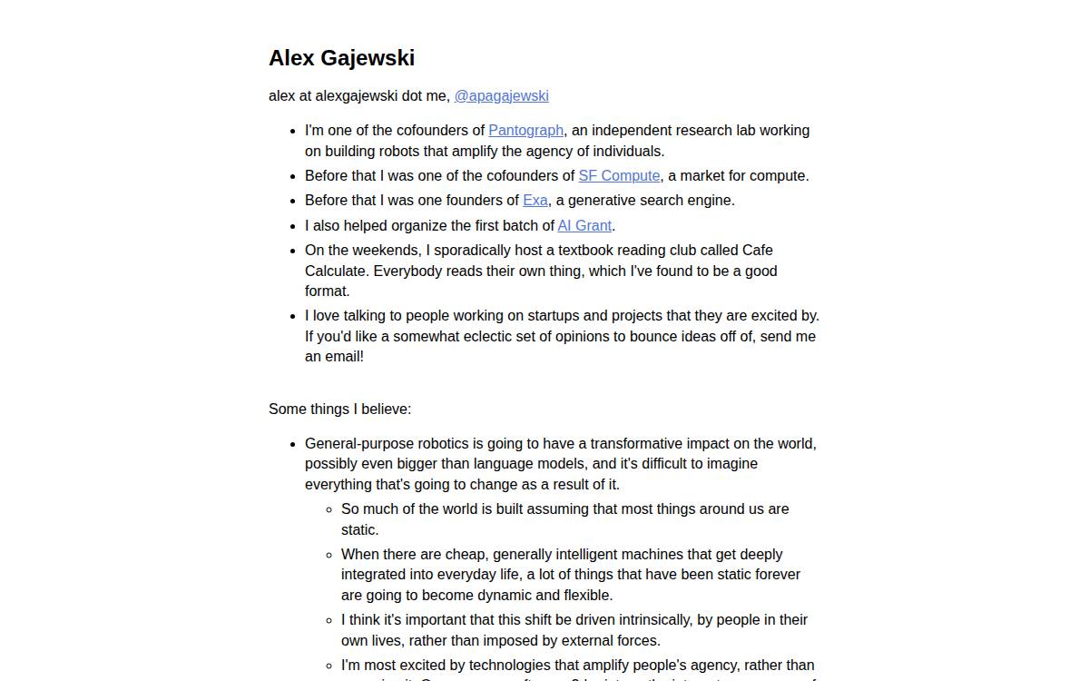 Alex Gajewski website preview