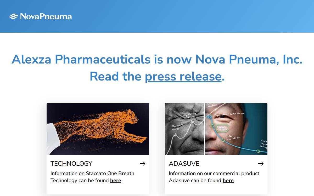 Alexza Pharmaceuticals website preview