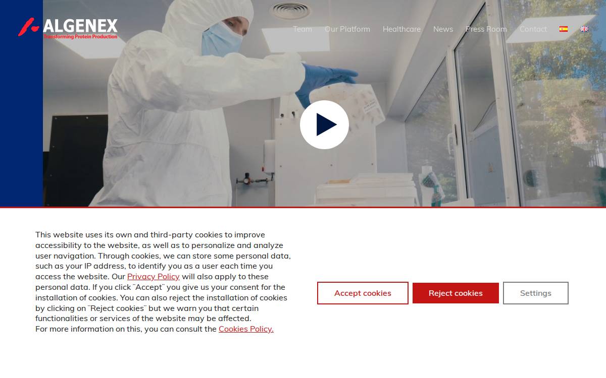 Algenex website preview