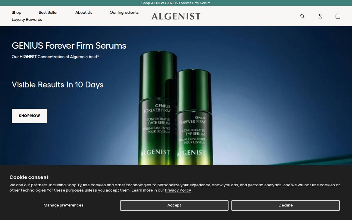 Algenist website preview