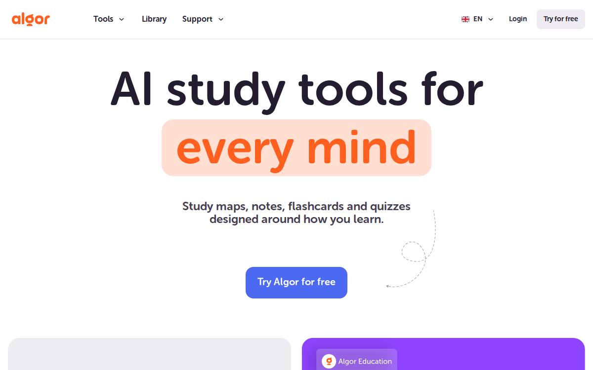 Algor Education website preview