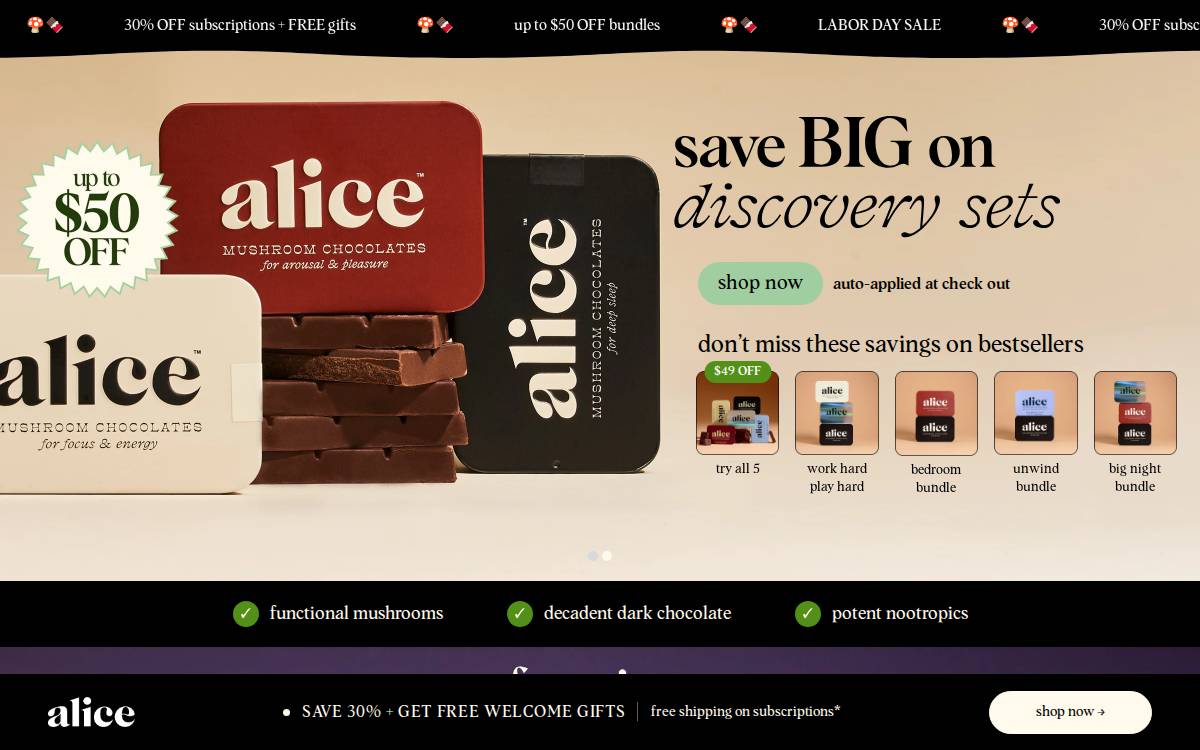 Alicemushrooms website preview