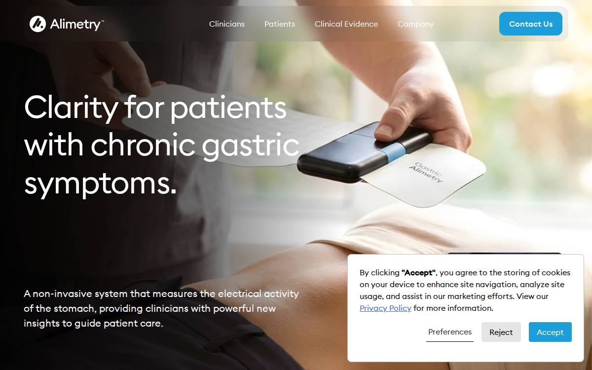 Alimetry website preview