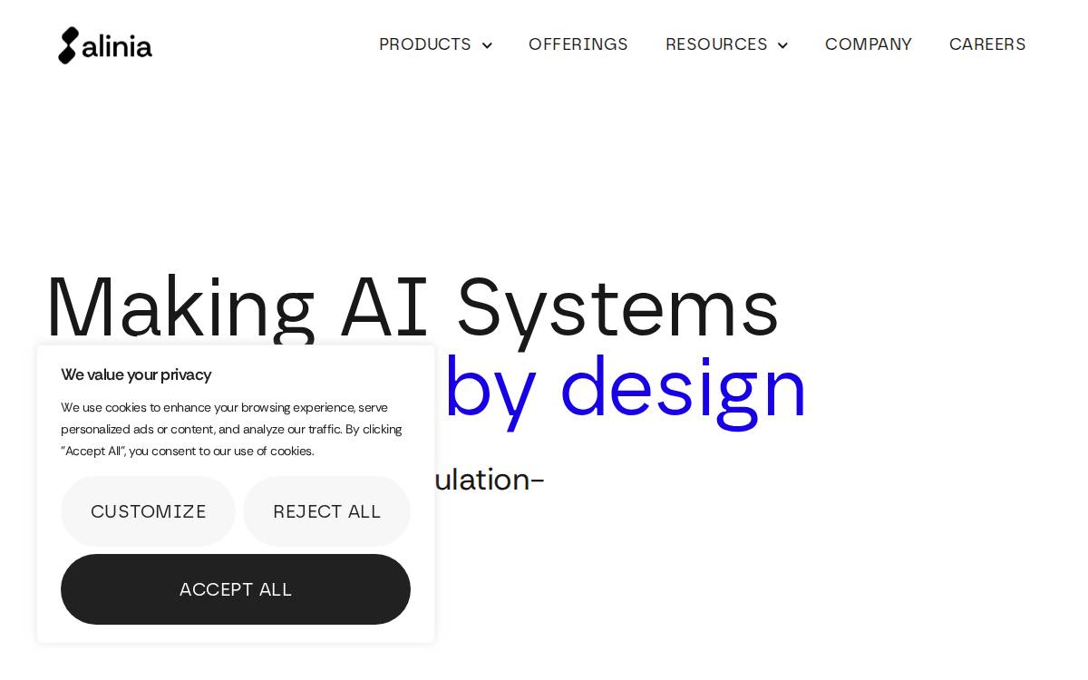 Alinia website preview