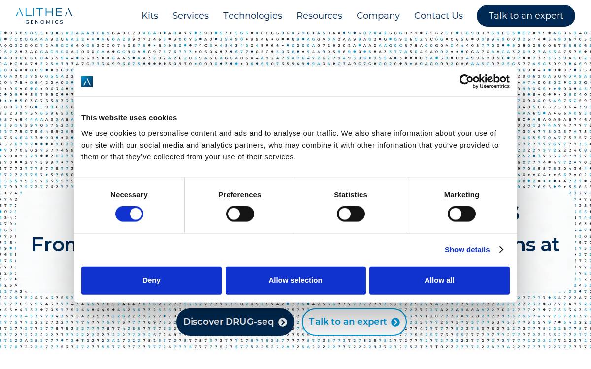 Alithea Genomics website preview