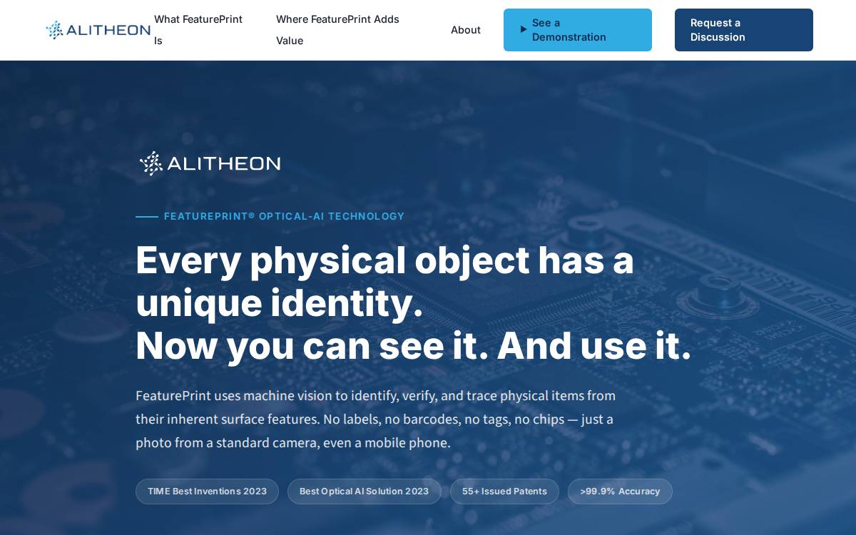 Alitheon website preview