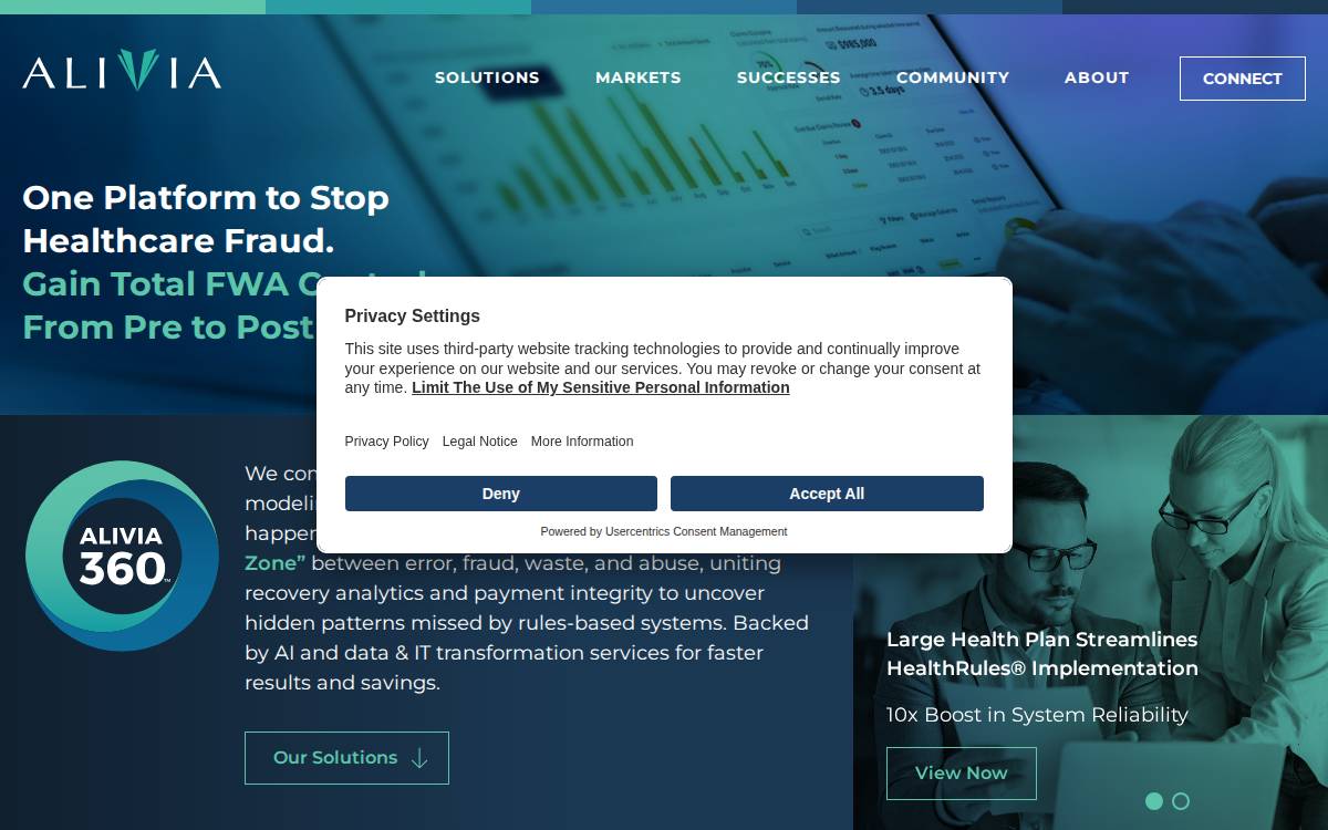 Alivia Analytics website preview