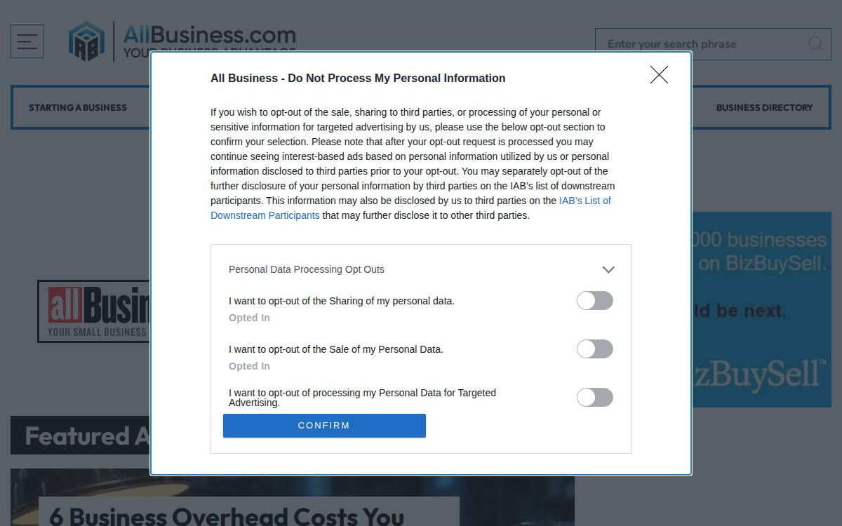 All Business website preview