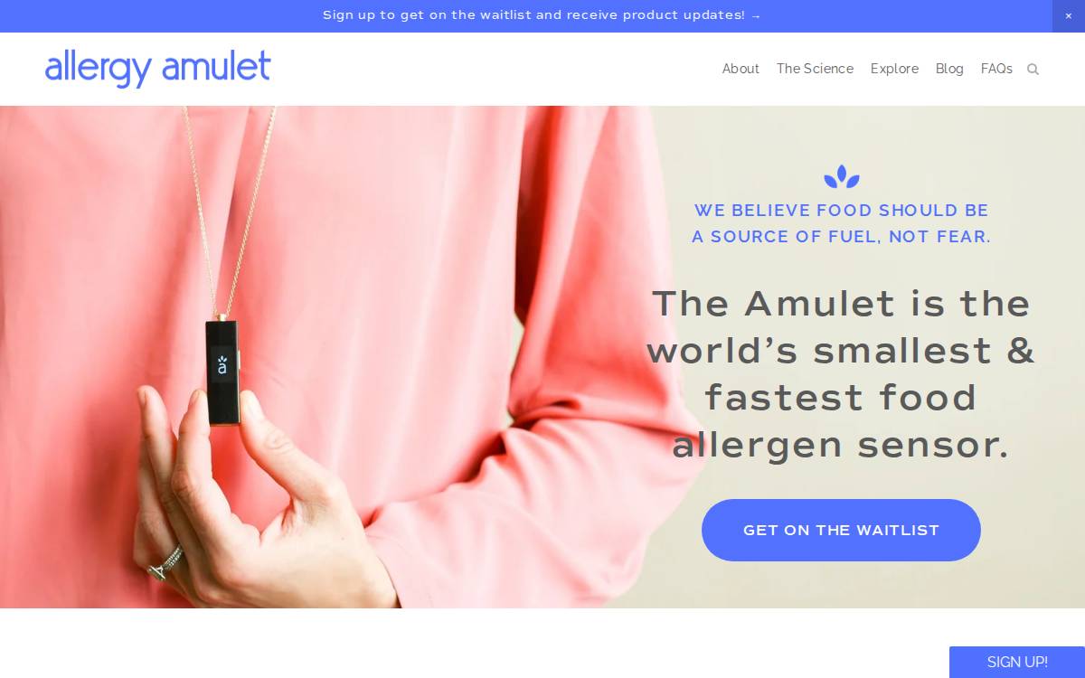 Allergy Amulet website preview