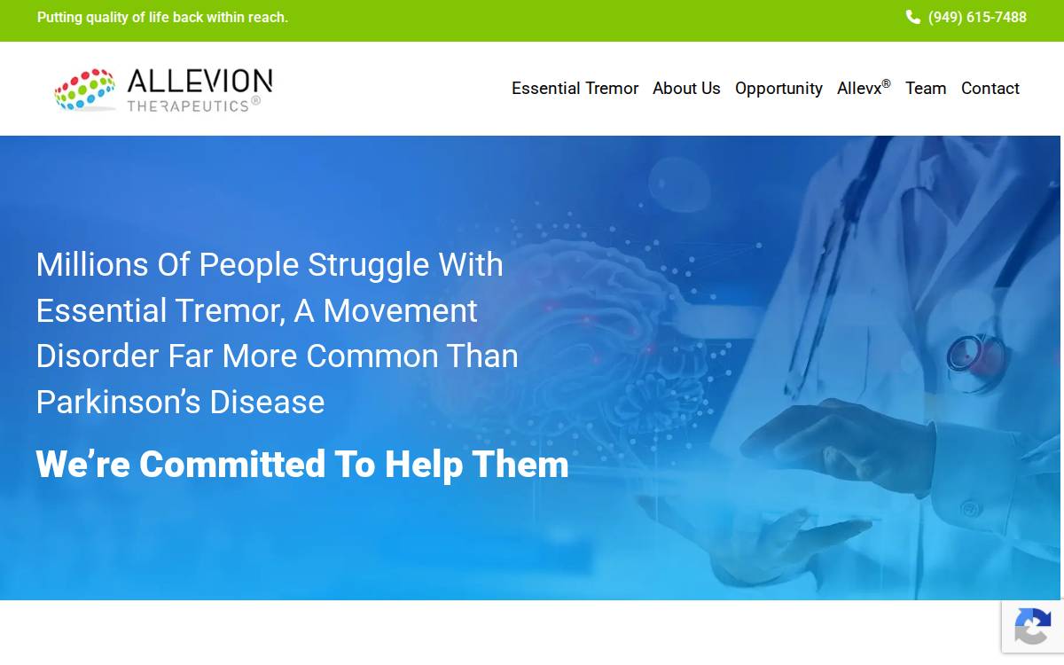 Allevion Therapeutics website preview