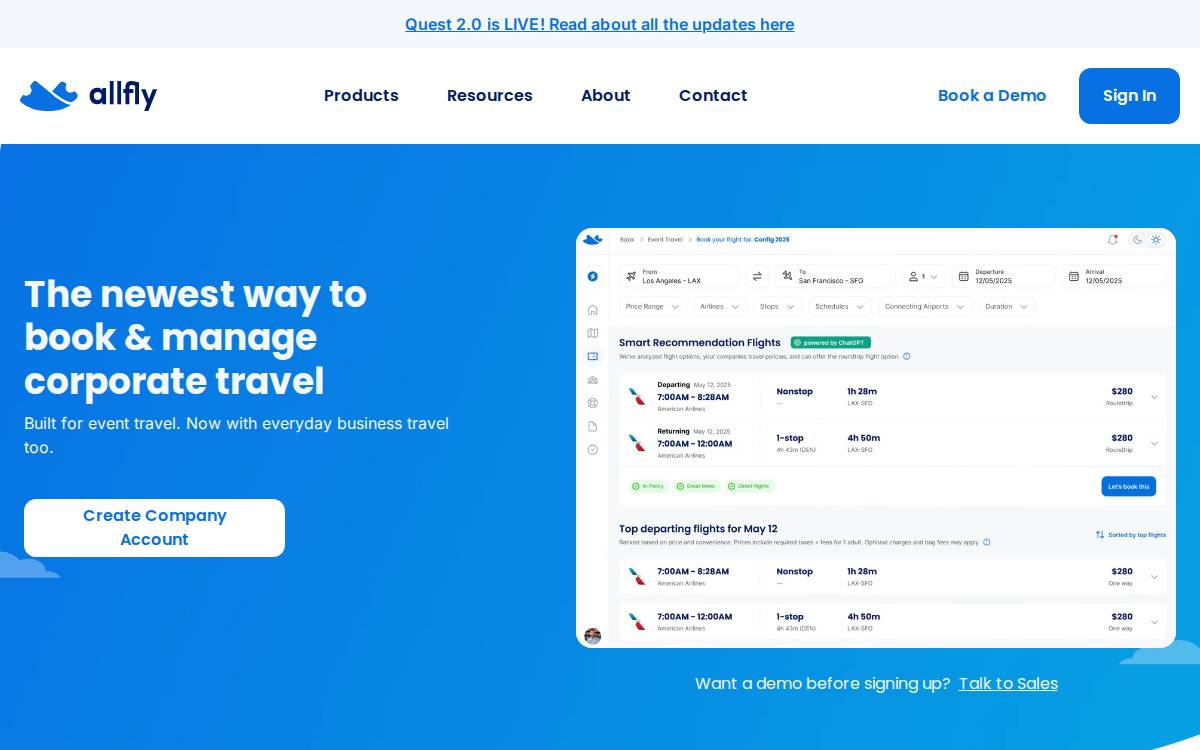 Allfly website preview