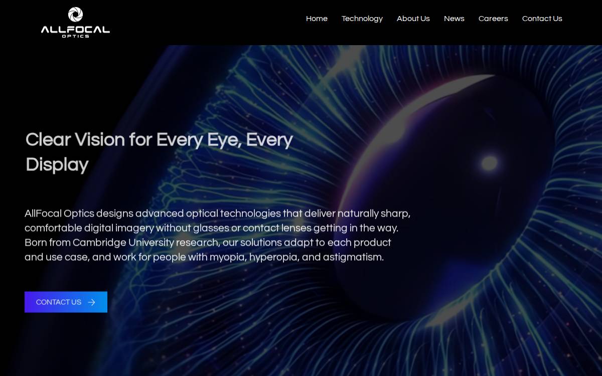 AllFocal Optics - company website preview