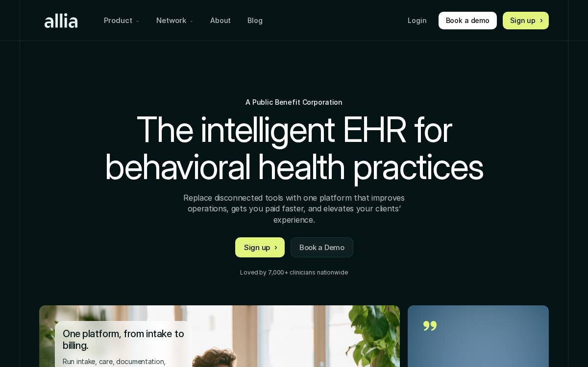 Allia Health website preview