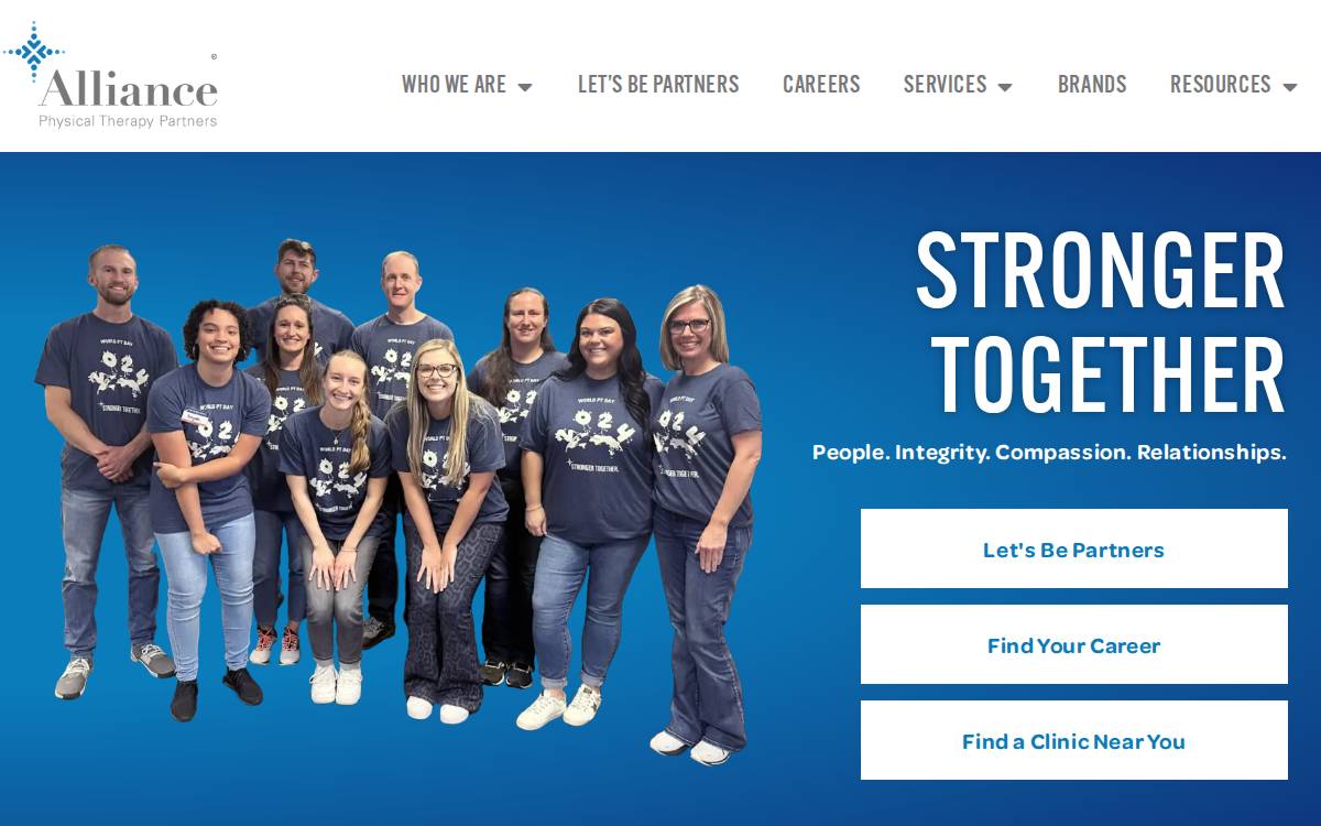 Alliance Physical Therapy Partners website preview