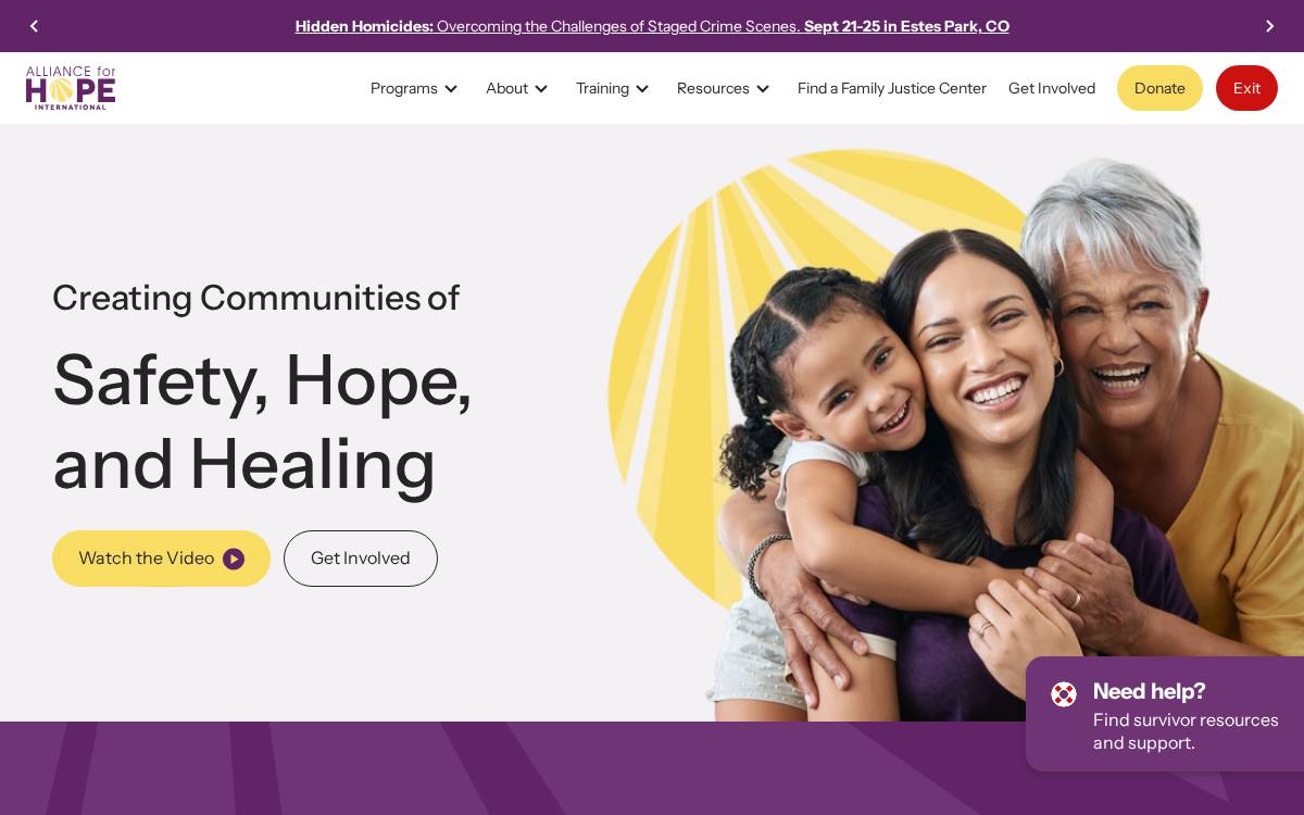 Allianceforhope website preview