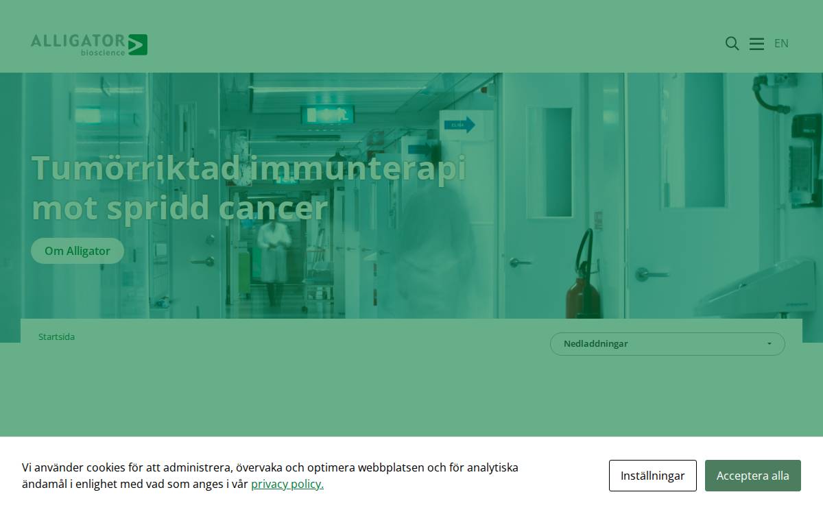 Alligator Bioscience website preview