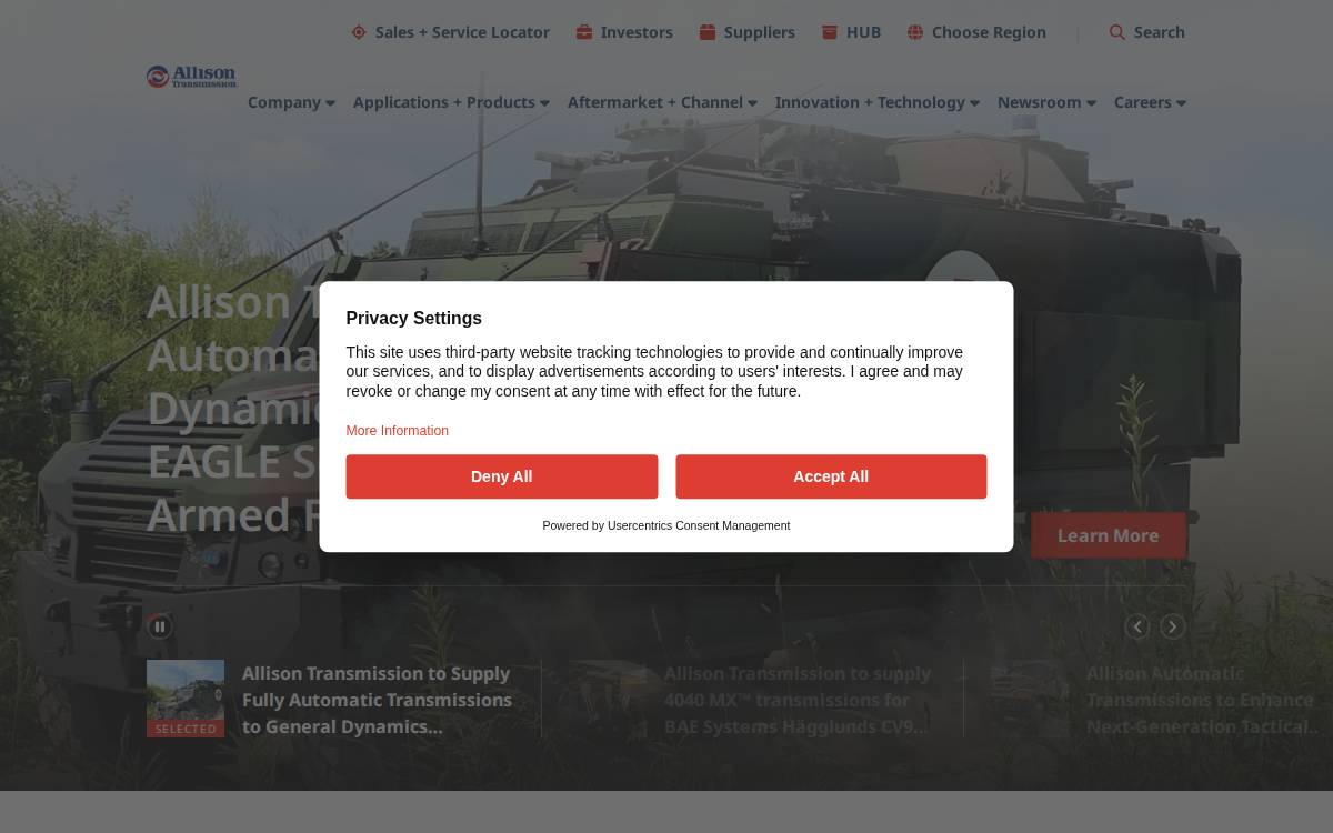 Allison Transmission website preview